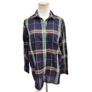 Madewell light weight blue plaid button up shirt top in size XS